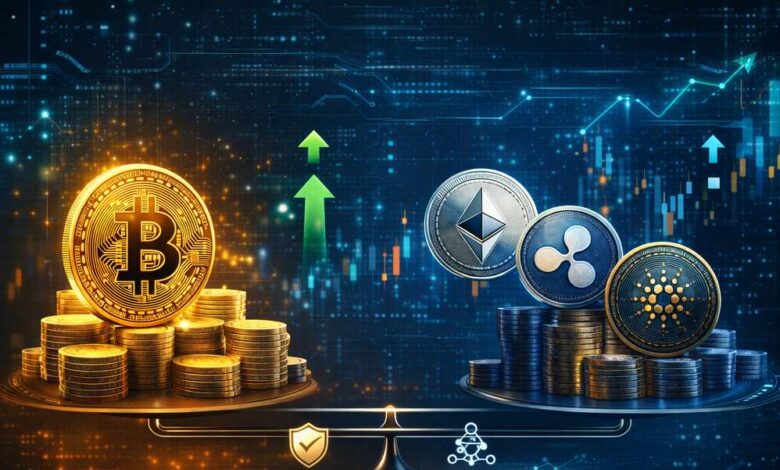 مقارنة بين عملة البيتكوين والعملات الرقمية الأخرى