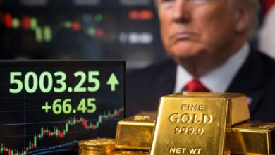 عقود الذهب تتجاوز 5000 دولار